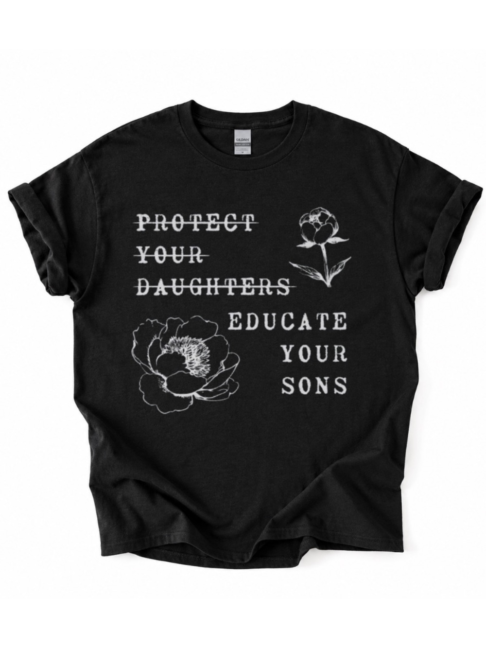 Gildan Floral Women’s Rights Protest Graphic Tee, Gift For Leftist Feminist